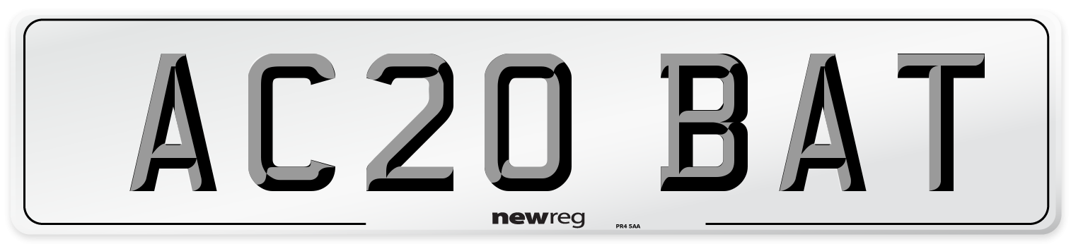 AC20 BAT Number Plate from New Reg